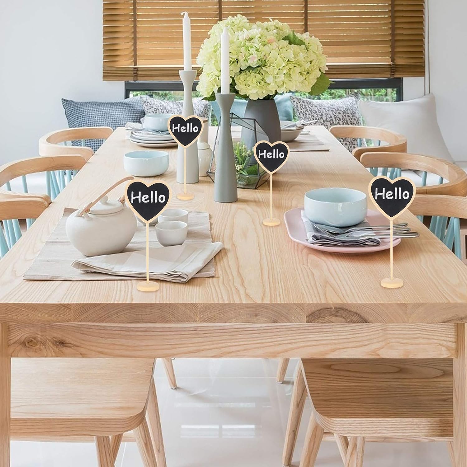 12 Pcs Mini Heart Chalkboards with Stand | Wooden Blackboard Signs for Wedding, Birthday Party, Table Numbers, Food Labels & Special Event Decoration (4.1 x 2.7 Inch)